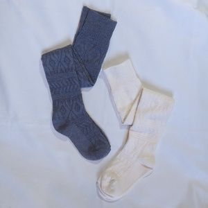 Never Worn Knee High Stockings / Off White & Grey